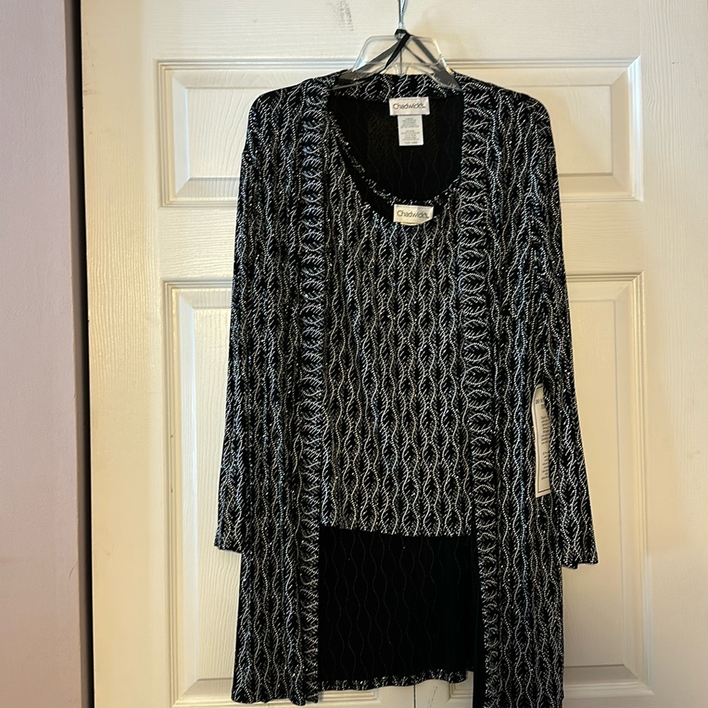 Gorgeous 2 piece sparkly dressy tunic. Perfect with black dressy pants. NWT